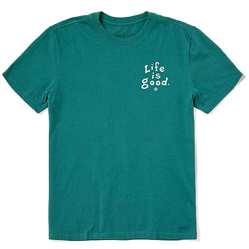 Life is Good Men's Vintage Wordmark Stacked Tee - Spruce Green