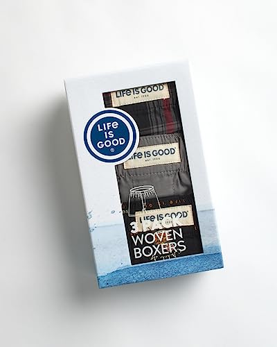 Life is Good Men's 3 Pack Cotton Boxer Briefs (S-XL)