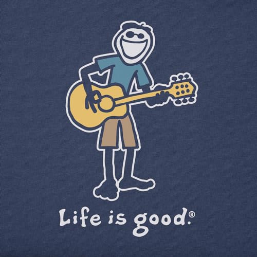 Life is Good Men's Darkest Blue Guitar Jake Crusher Tee