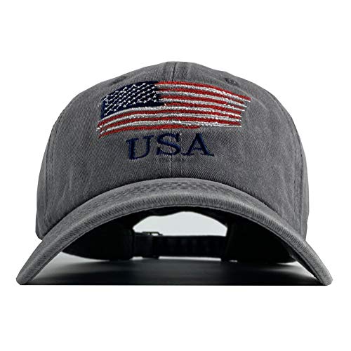 Cot-Oath Washed American Flag Baseball Cap for Men & Women