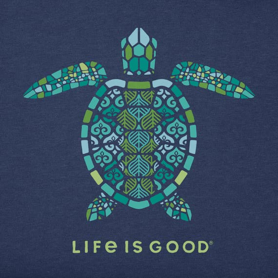 Life is Good Men's Darkest Blue Mandala Turtle Tee