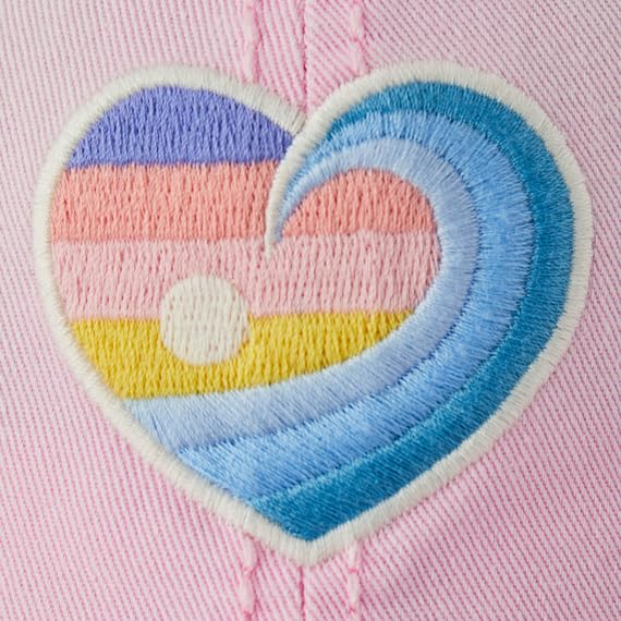 Life is Good Sunrise Wave Heart Sunwash Chill Cap - Seashell Pink